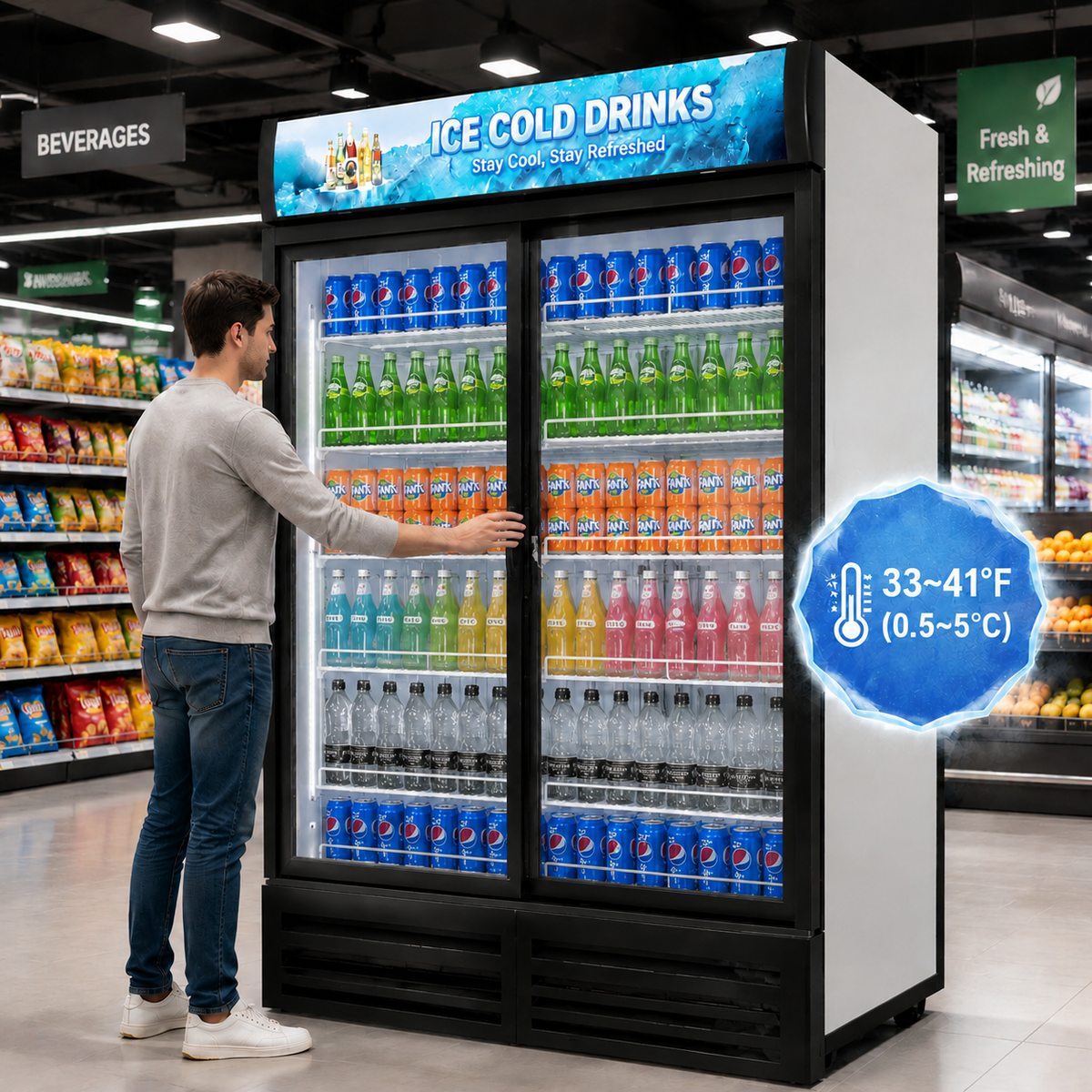 Merchandising Sliding Door Refrigerator