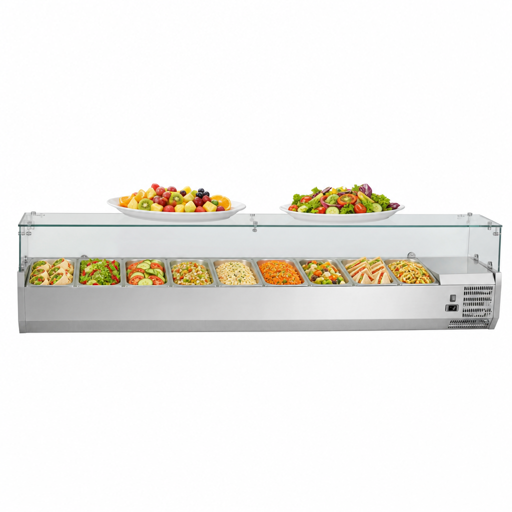 Countertop Refrigerated Display with Glass Guard - Nine Pans