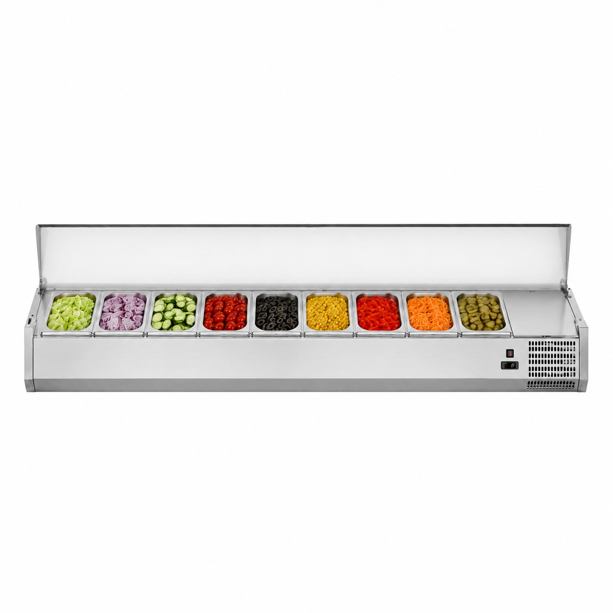 Countertop Refrigerated Display with Stainless Steel Lid - Nine Pans