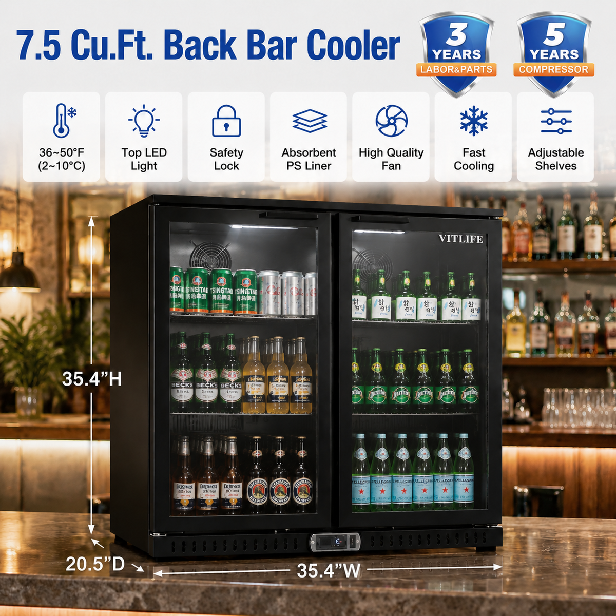 Two Hinge Door Backbar Cooler