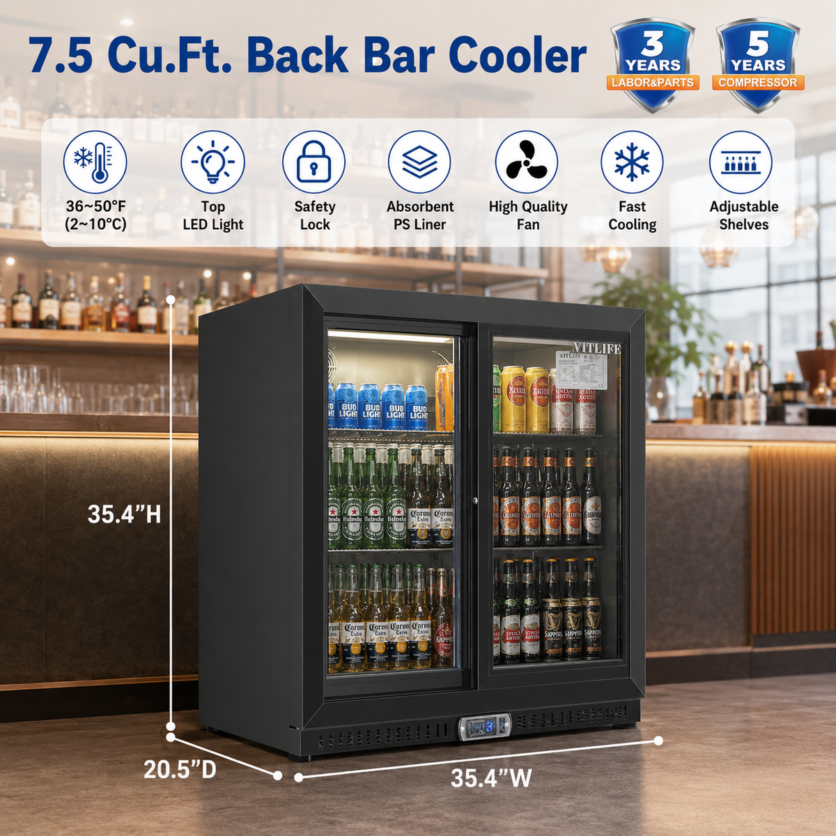 Two Sliding Door Backbar Cooler