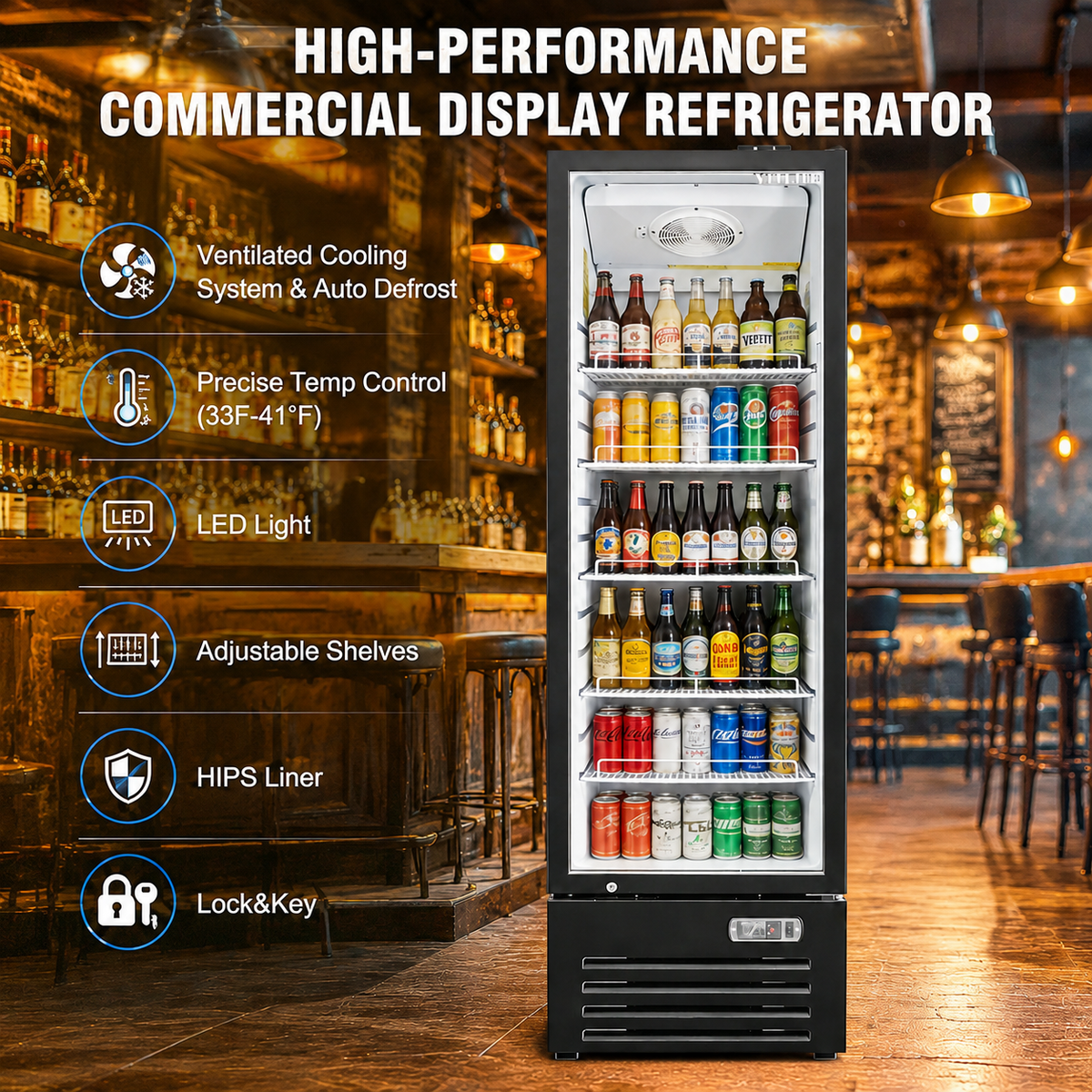 Merchandising Swing Glass Door Refrigerator - One Door