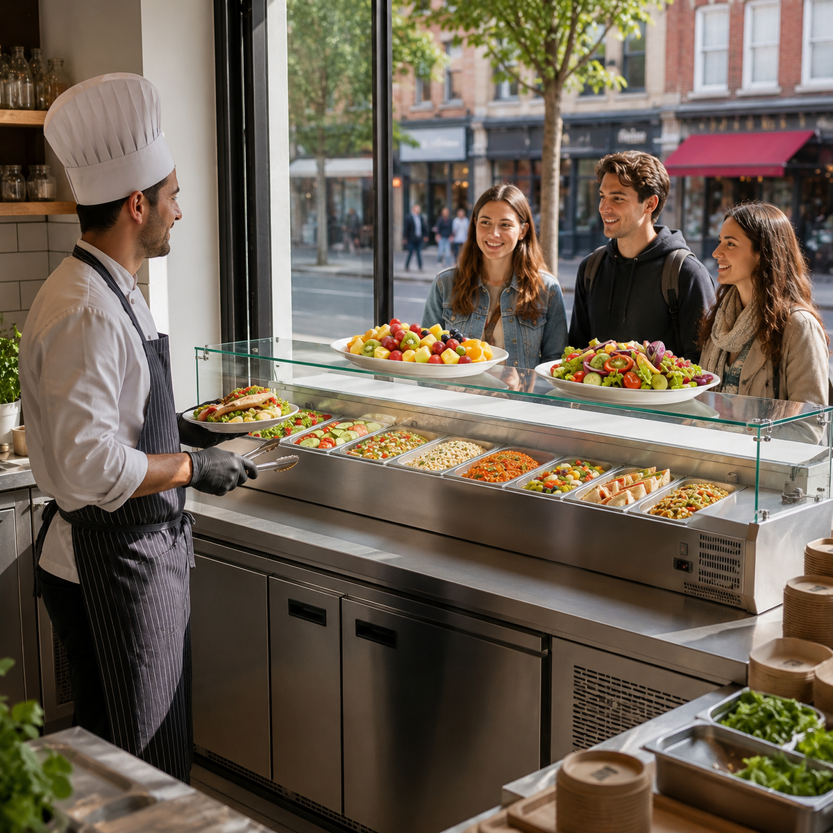 Countertop Refrigerated Display with Glass Guard - Nine Pans