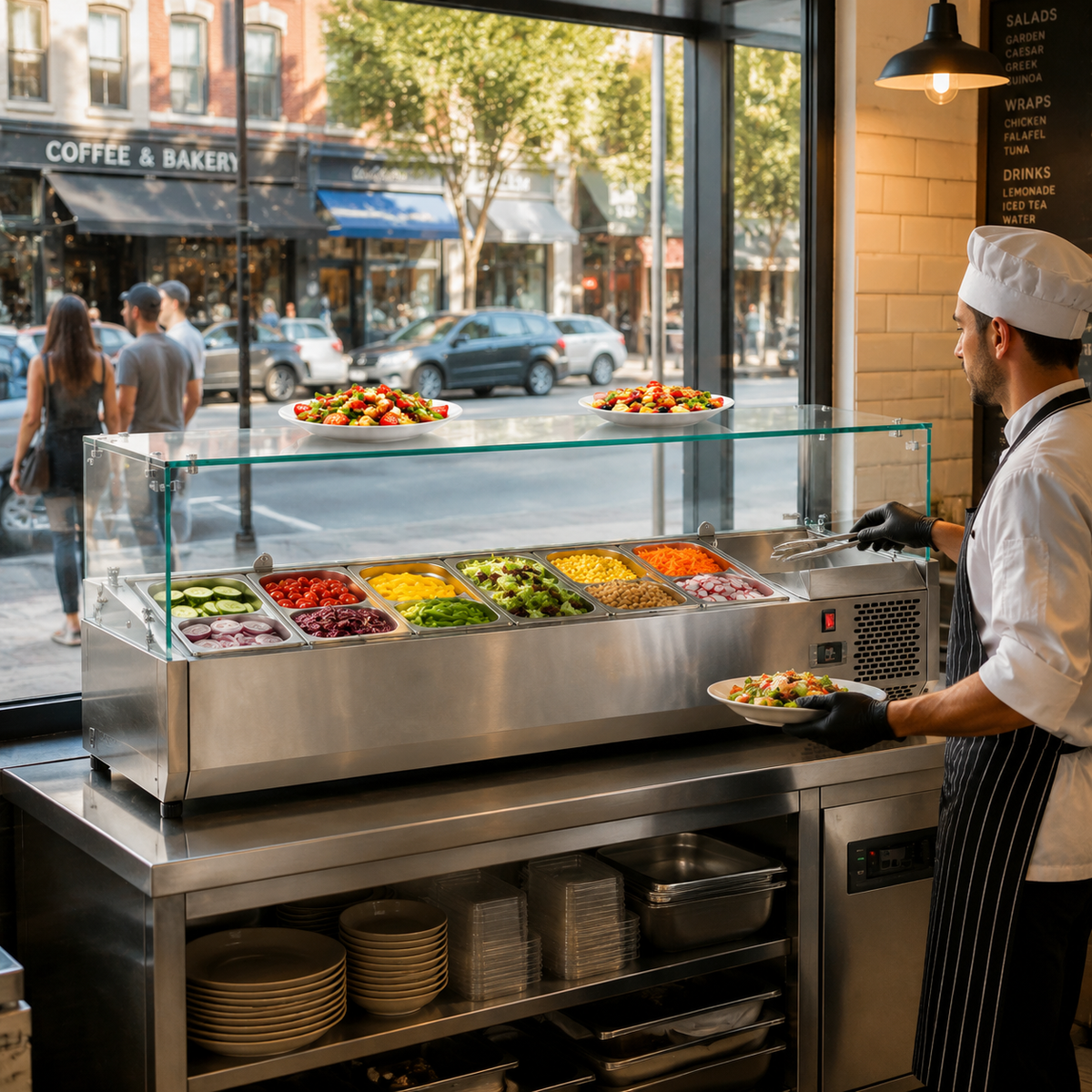 Countertop Refrigerated Display with Glass Guard - Six Pans