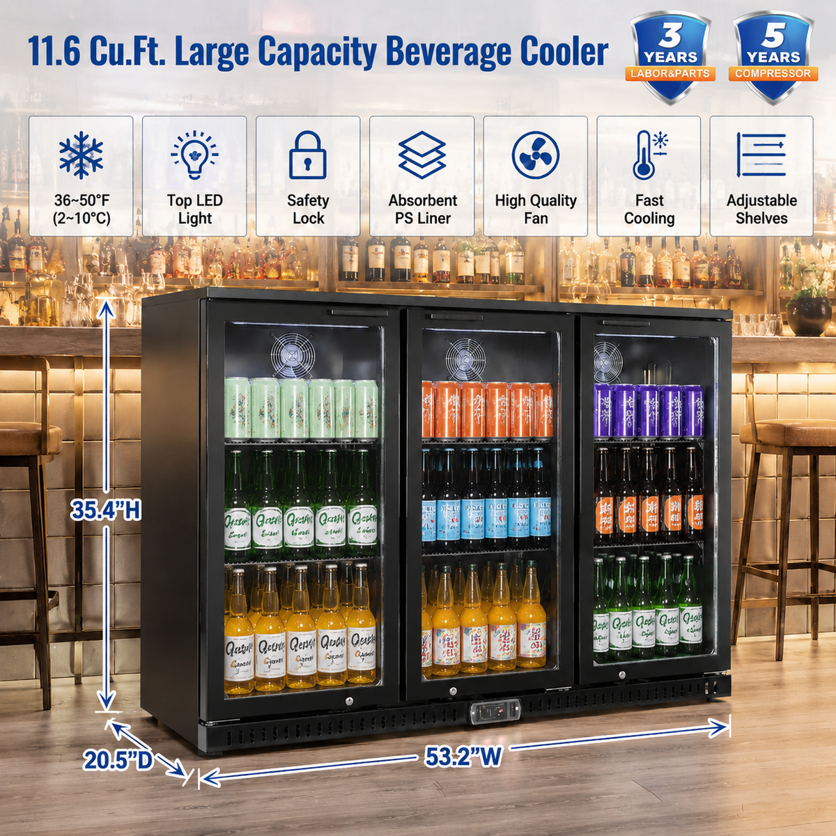Three Hinge Door Backbar Cooler
