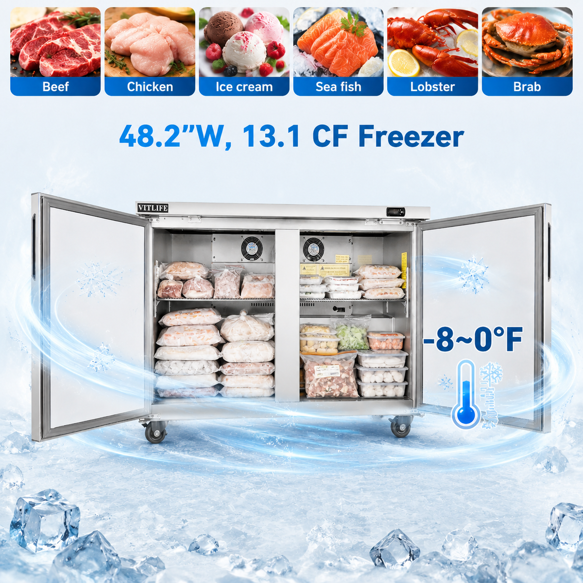 Under Counter Freezer - Double Doors