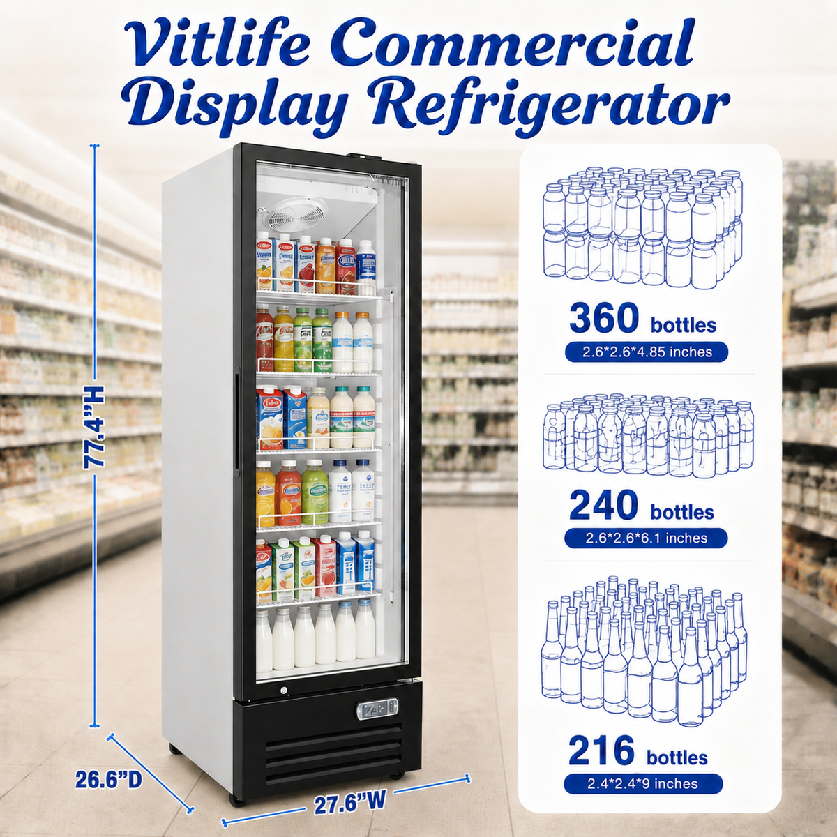 Merchandising Swing Glass Door Refrigerator - One Door