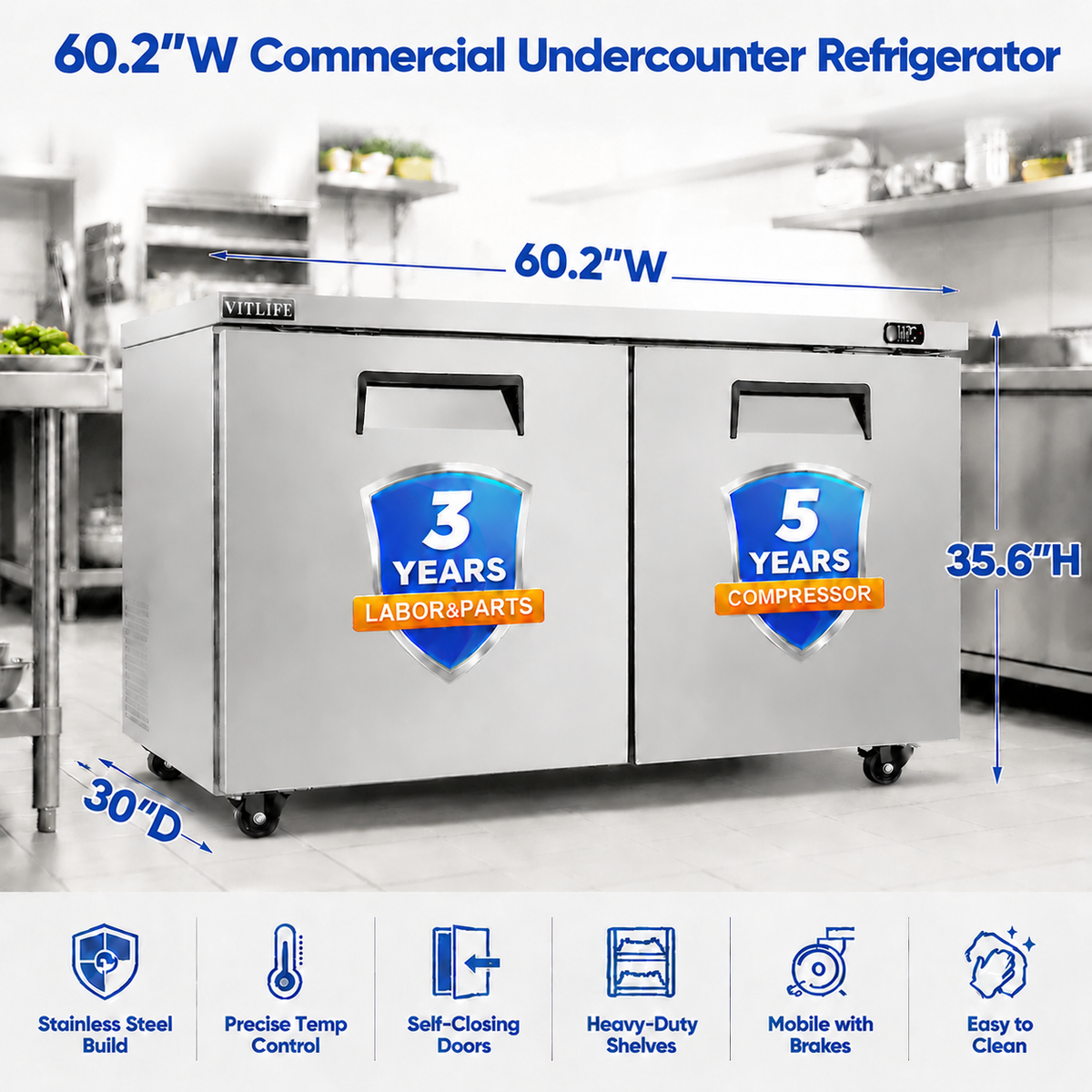 Under Counter Refrigerator - Double Doors