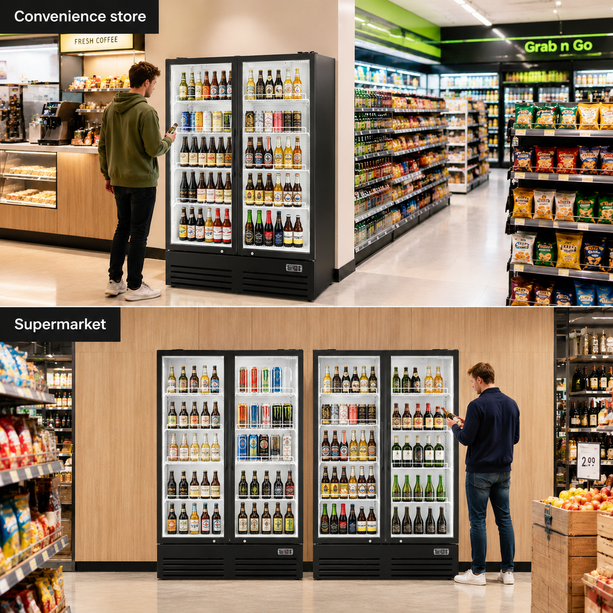 Merchandising Swing Glass Door Refrigerator - Double Doors