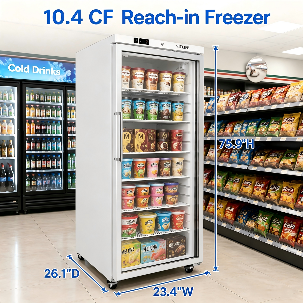 Upright Ventilated Freezer - Glass Door