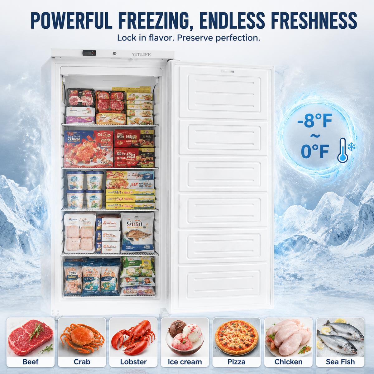Upright Ventilated Freezer - Solid Door