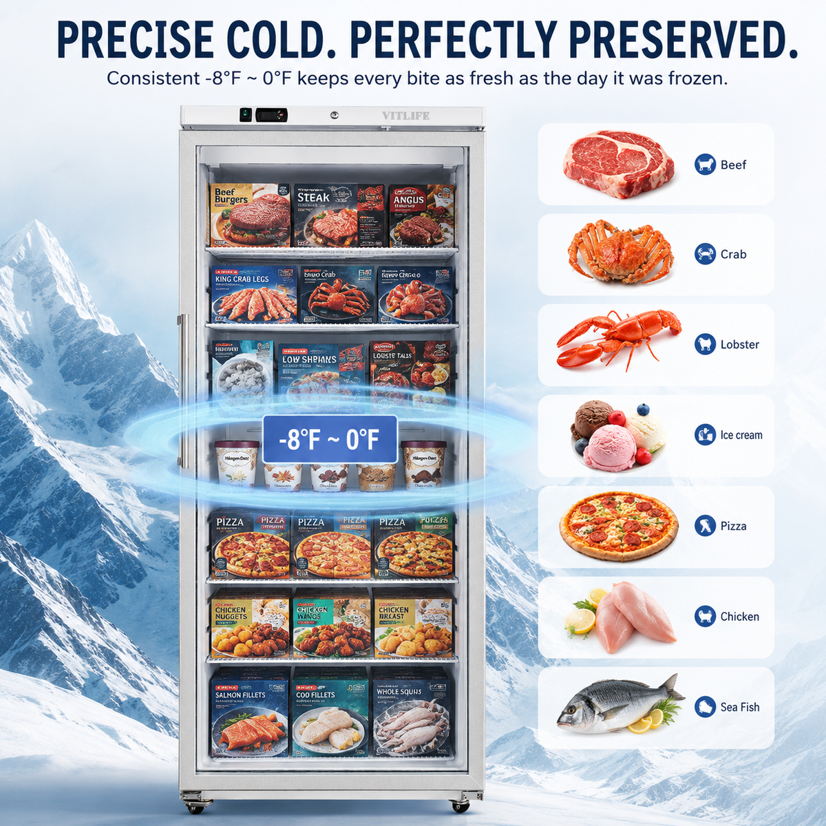 Upright Ventilated Freezer - Glass Door