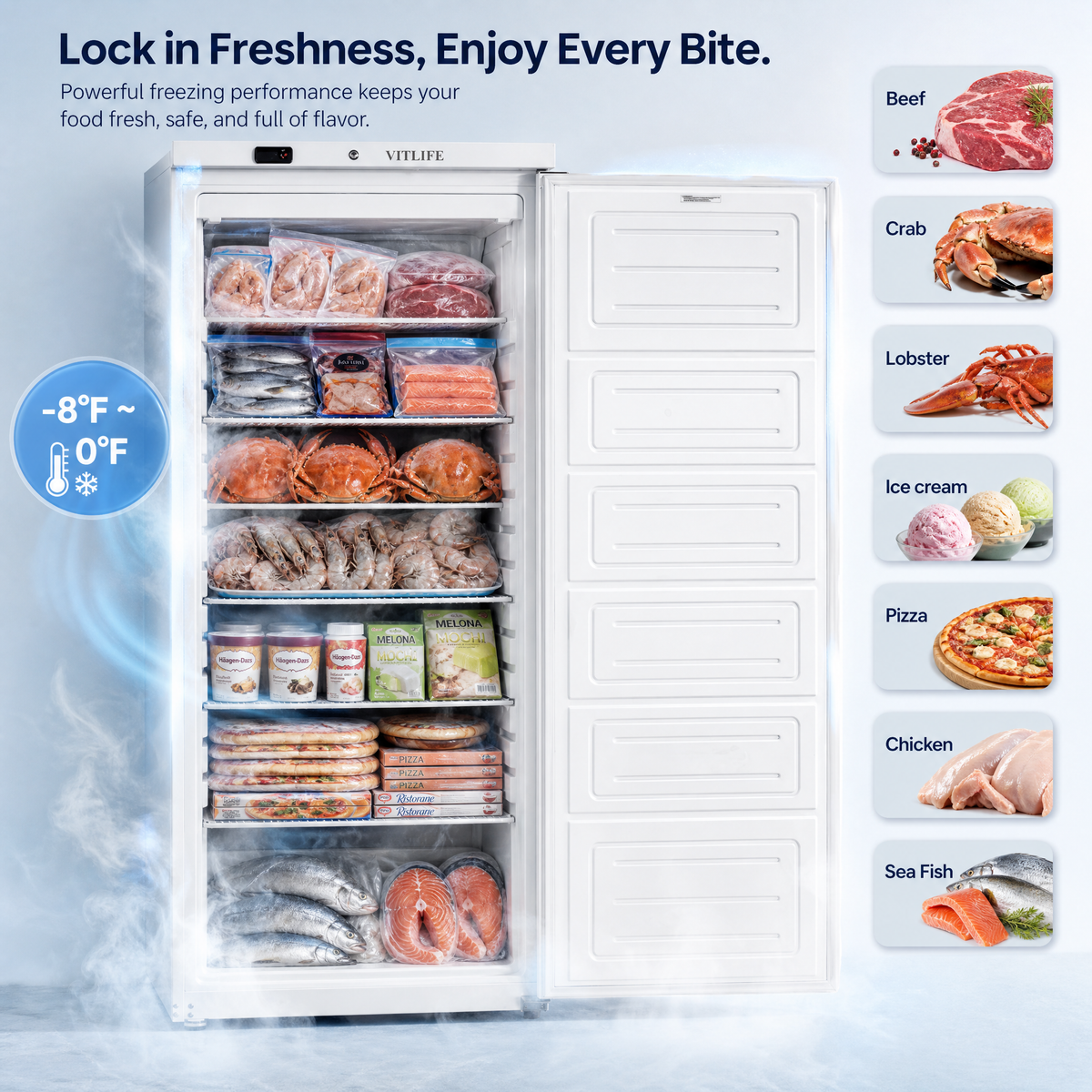 Upright Ventilated Freezer - Solid Door