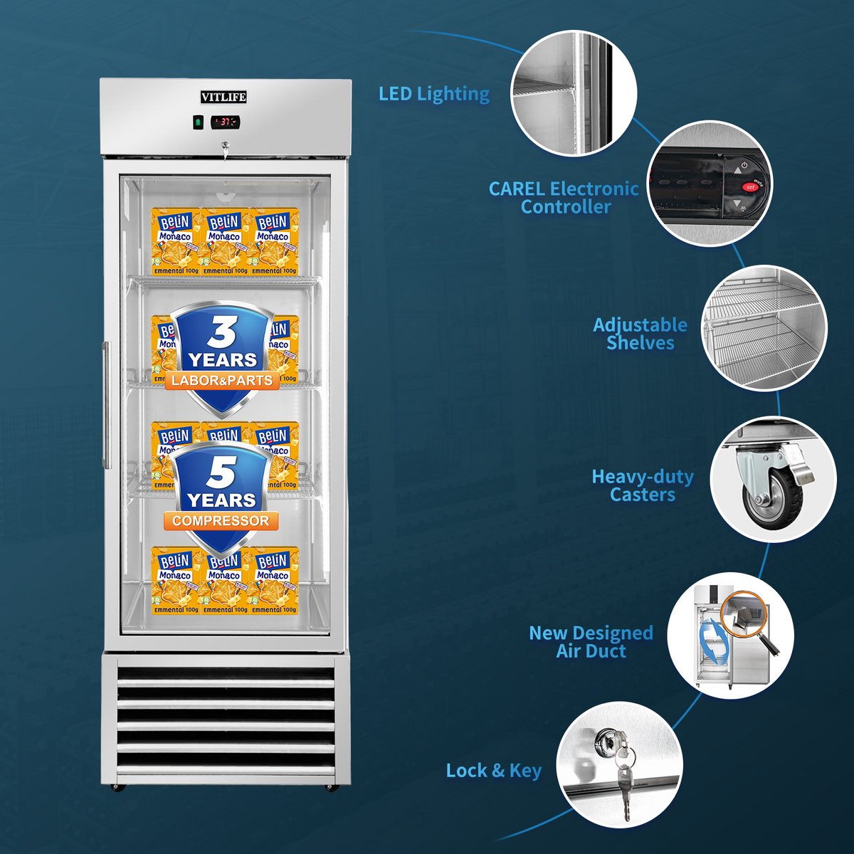 Bottom Mounted Glass Door freezer