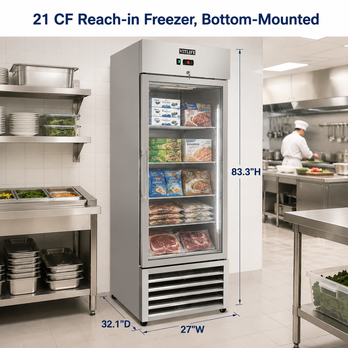 Bottom Mounted Glass Door freezer
