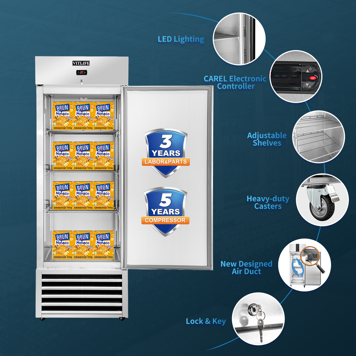 Bottom Mounted Solid Door Refrigerator