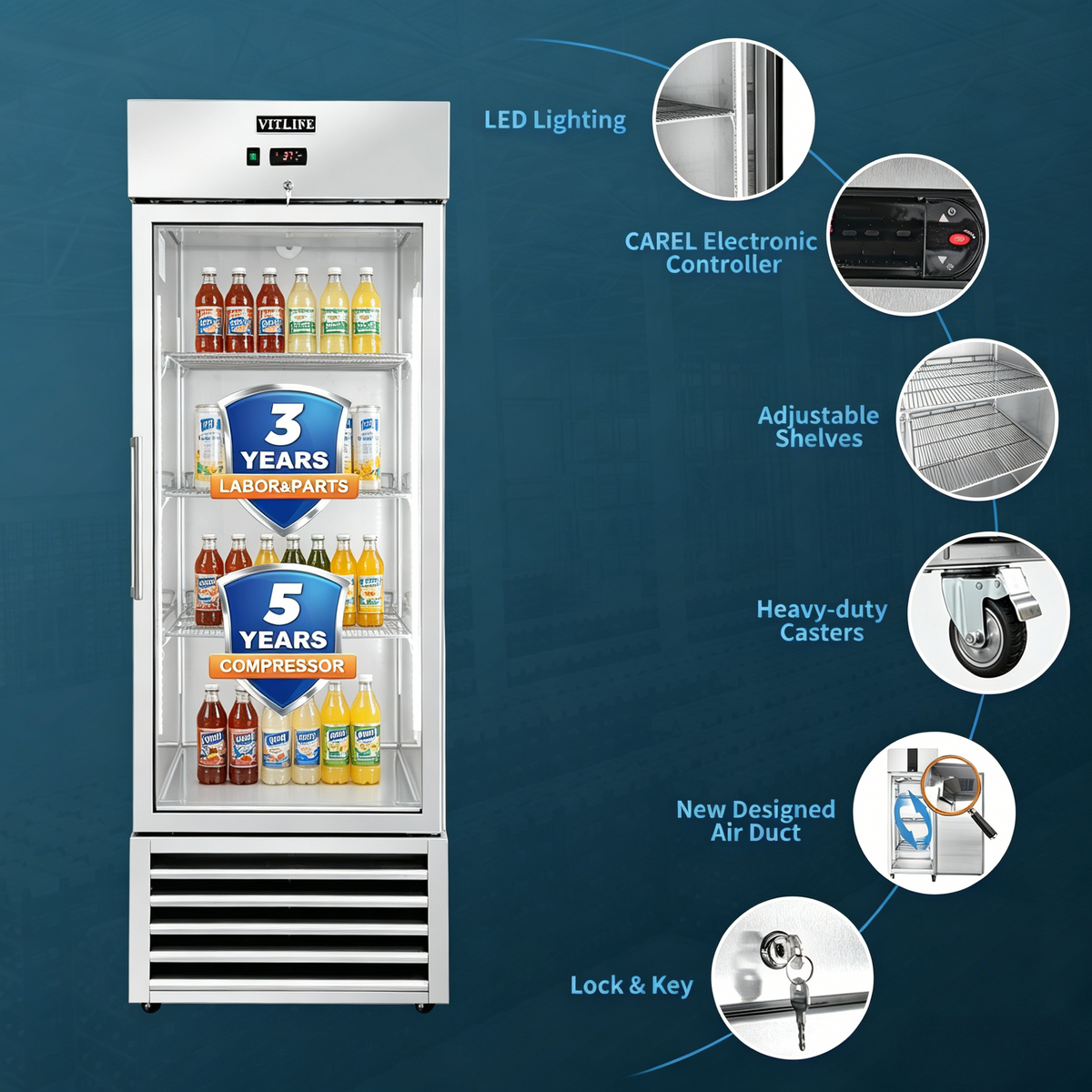 Bottom Mounted Glass Door Refrigerator