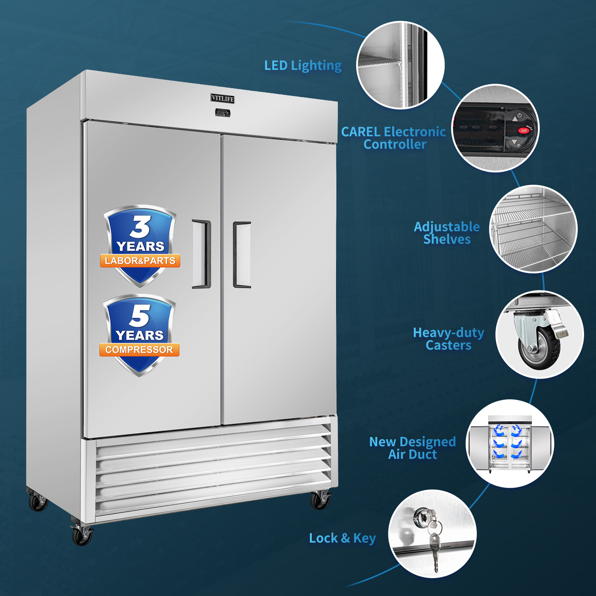 Bottom Mounted Solid Double Door Refrigerator