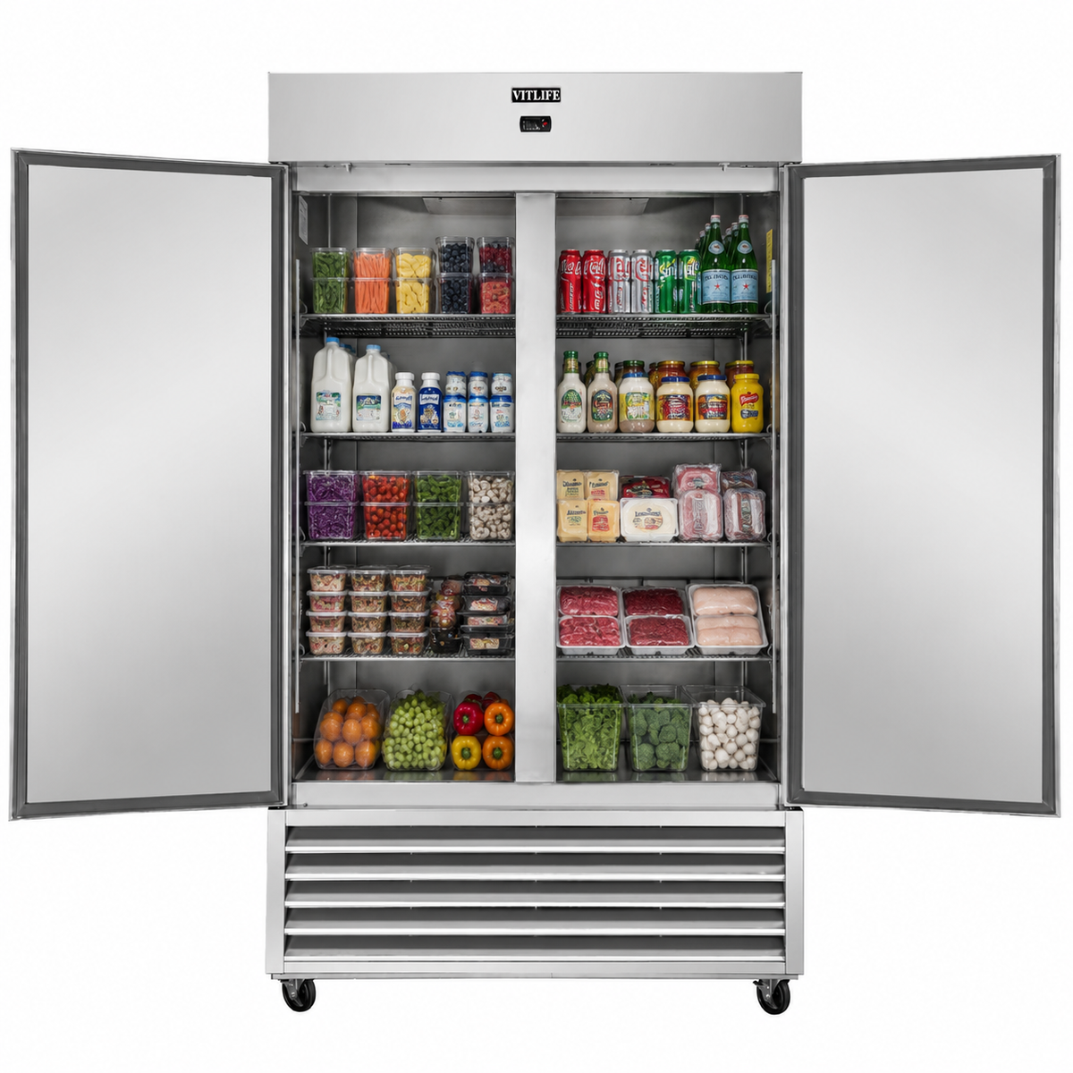 Bottom Mounted Solid Double Door Refrigerator