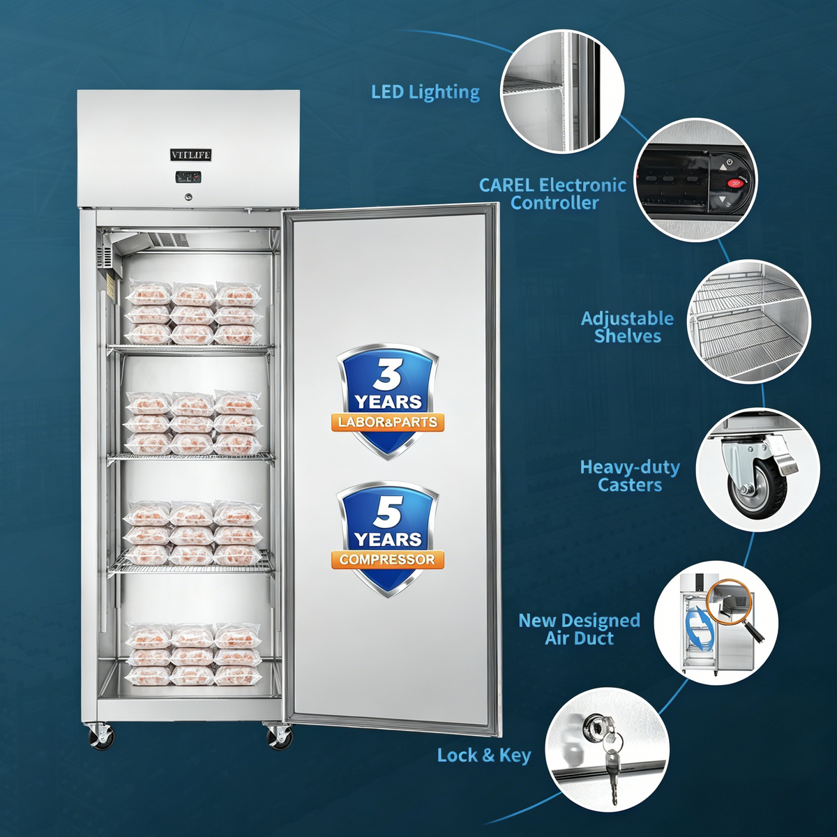 Top Mounted Solid Door Freezer