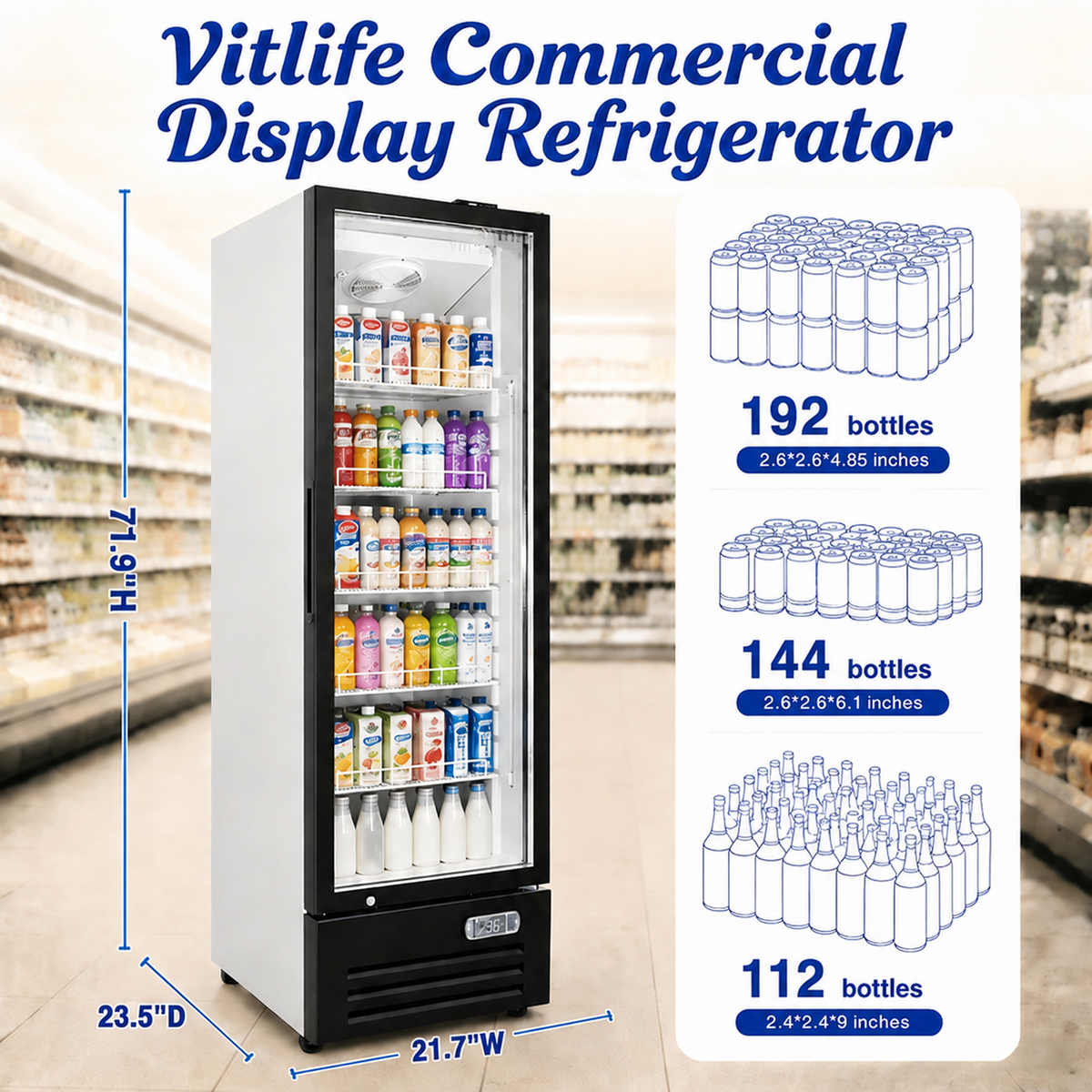 Merchandising Swing Glass Door Refrigerator - One Door