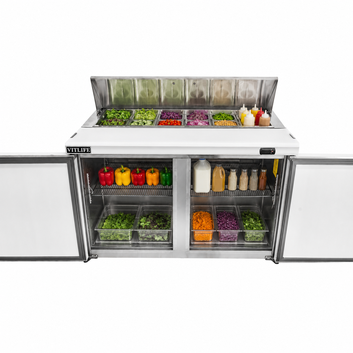 Sandwich/Salad Prep Table - Two Door Mega Top