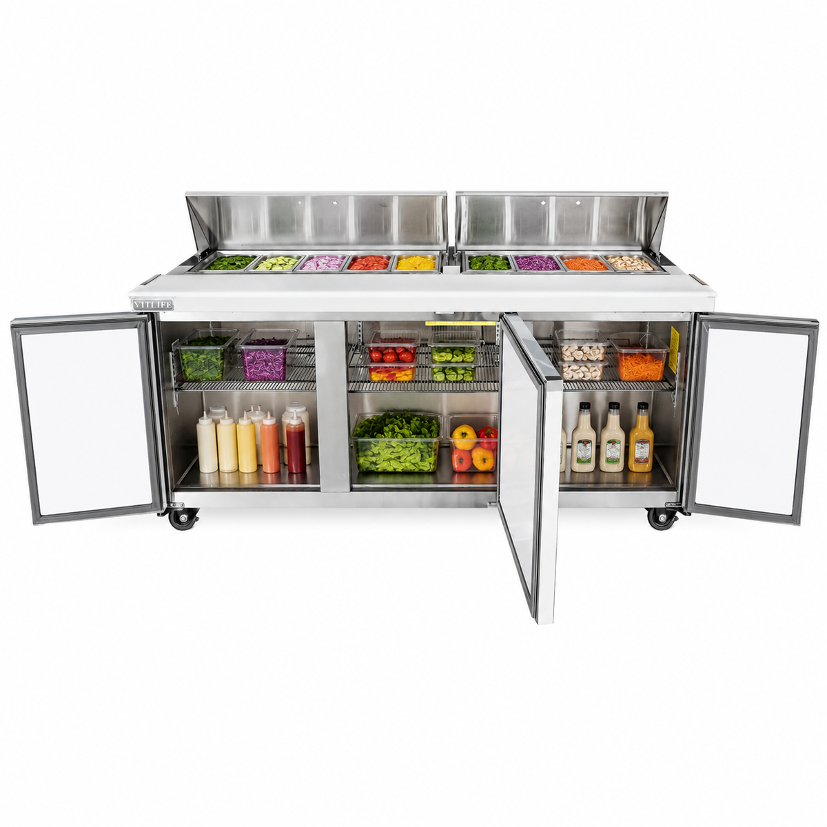 Sandwich/Salad Prep Table - Three Door Mega Top