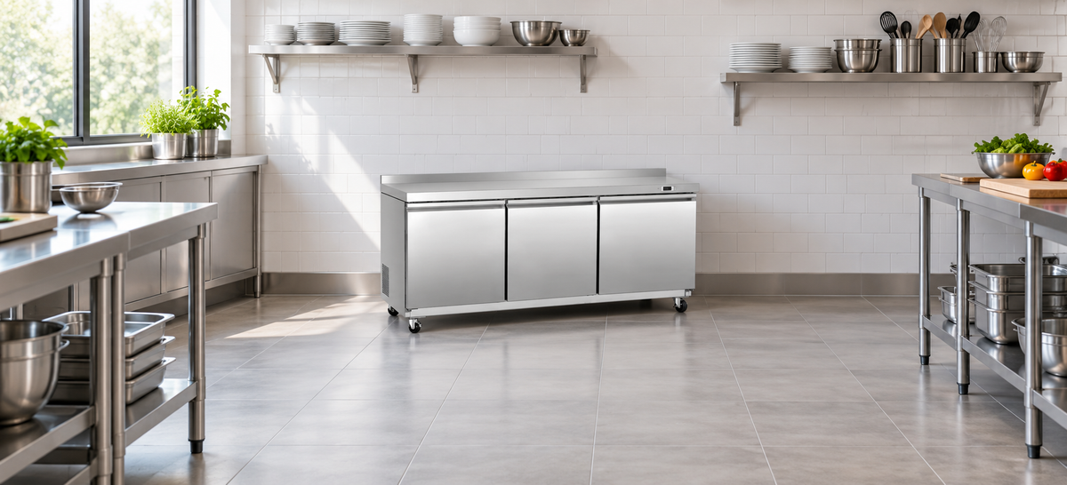 under counter with backsplash freezer