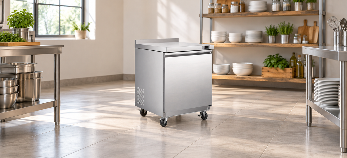 under counter with backsplash refrigerator
