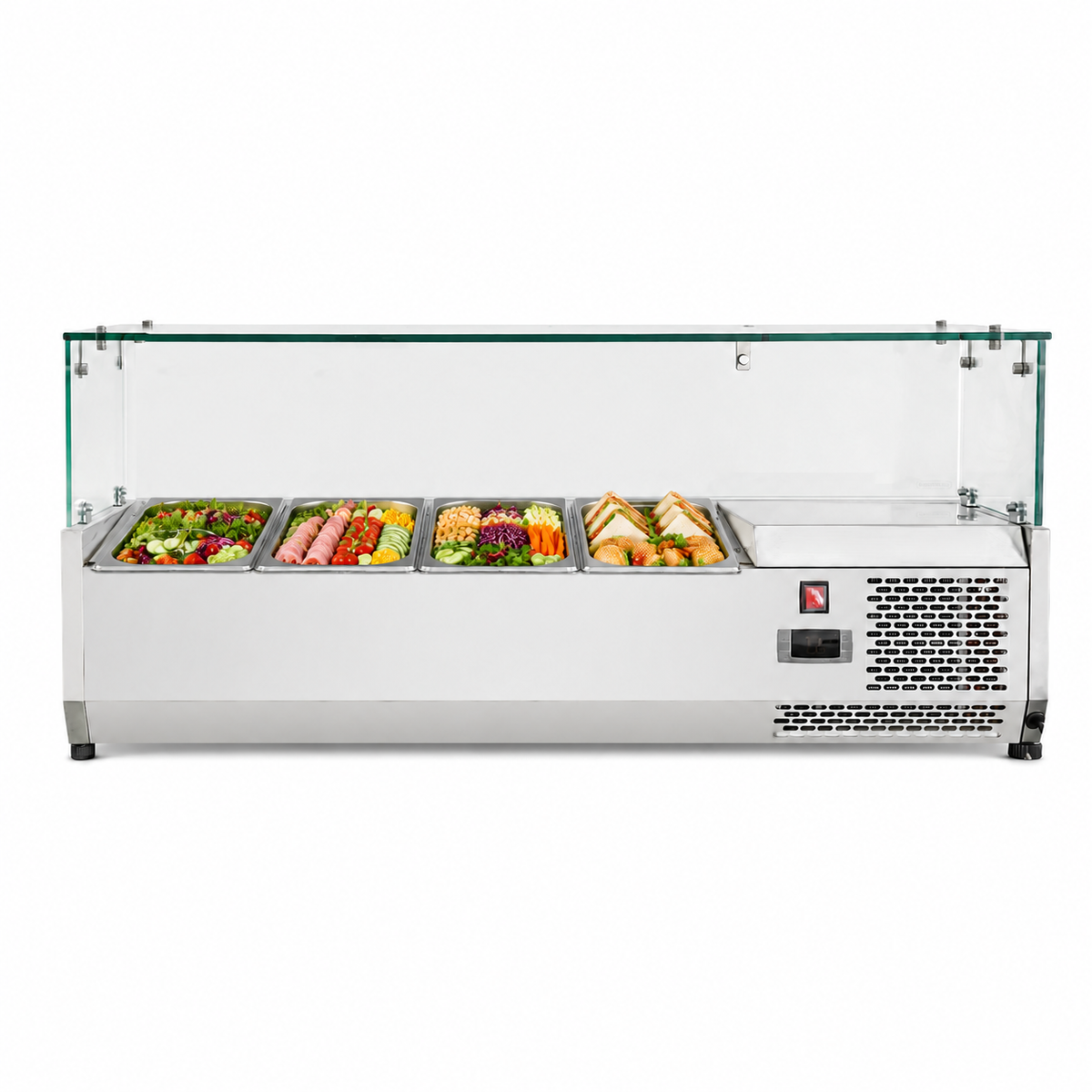 Countertop Refrigerated Display with Glass Guard - Four Pans