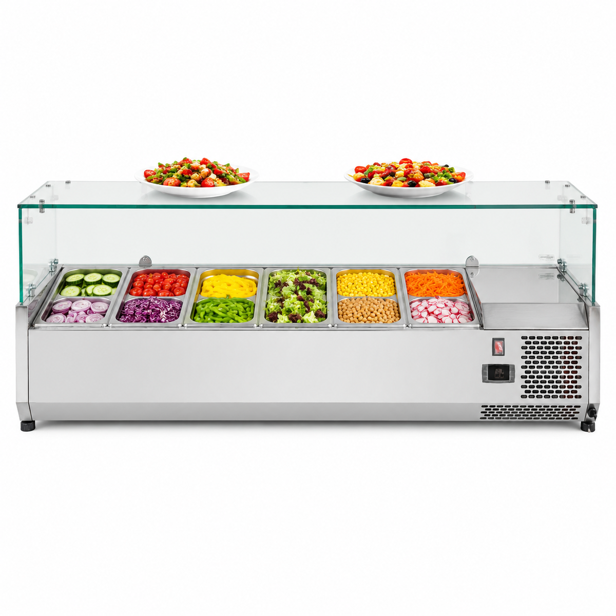 Countertop Refrigerated Display with Glass Guard - Six Pans