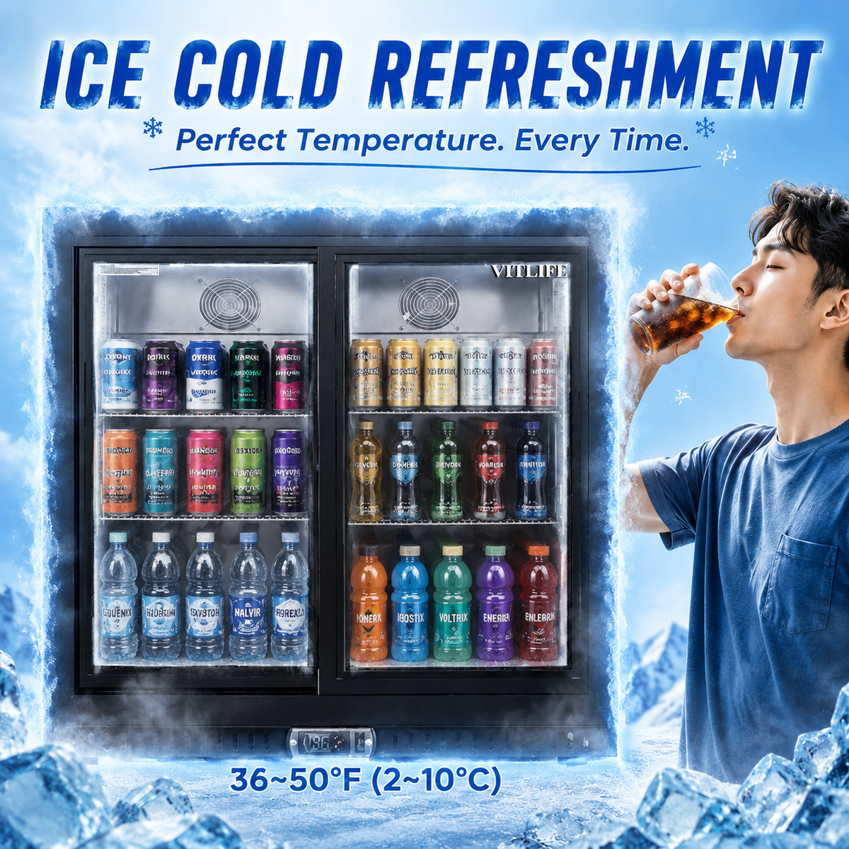 Two Sliding Door Backbar Cooler