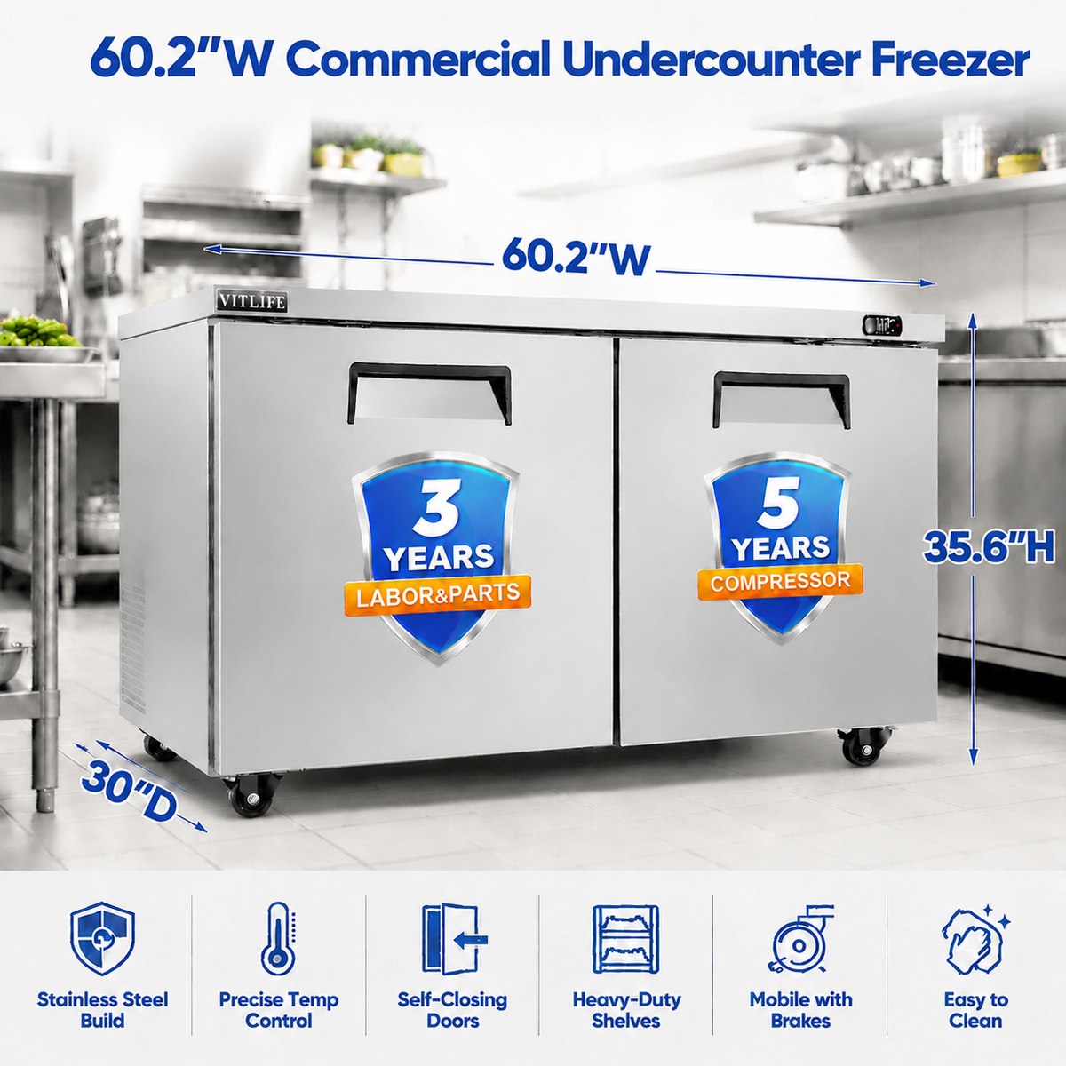 Under Counter Freezer - Double Doors