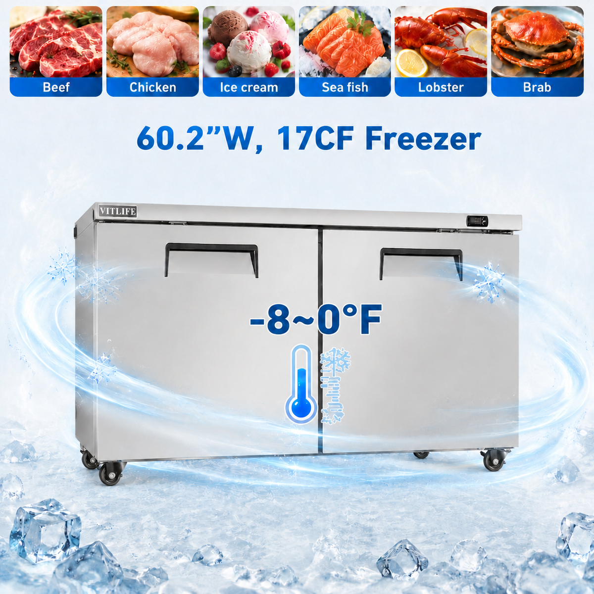 Under Counter Freezer - Double Doors