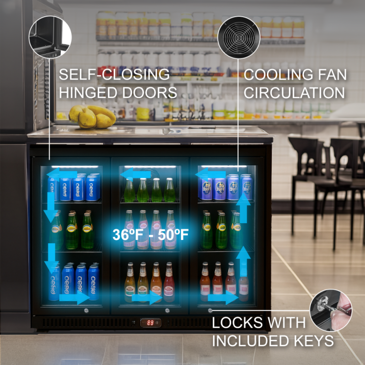 Three Hinge Door Backbar Cooler