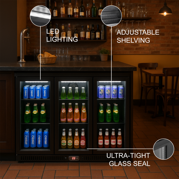 Three Hinge Door Backbar Cooler