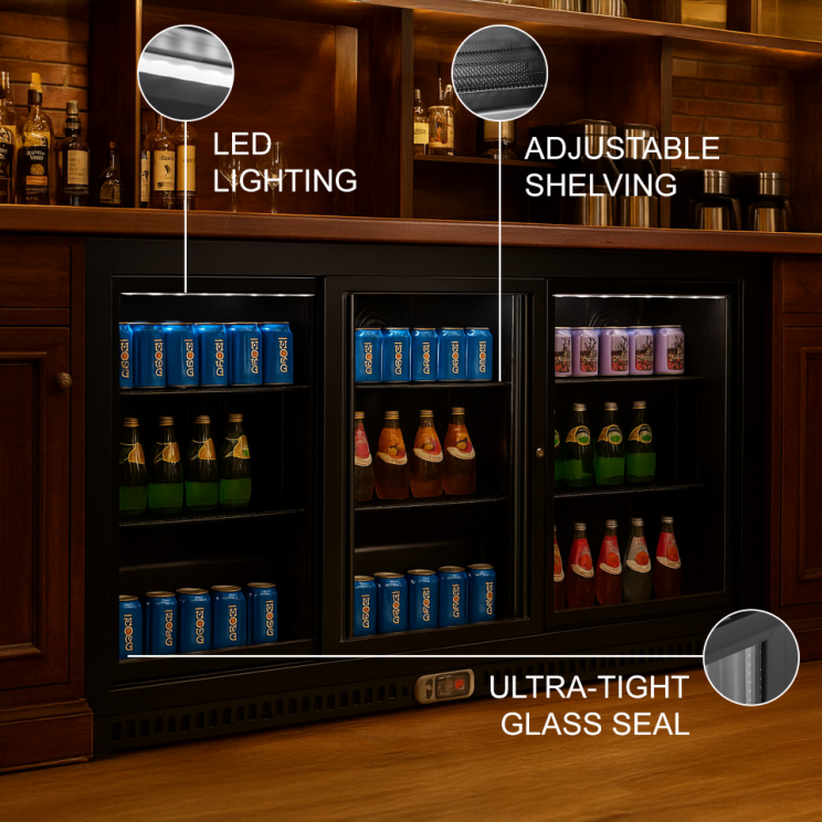 Three Sliding Door Backbar Cooler