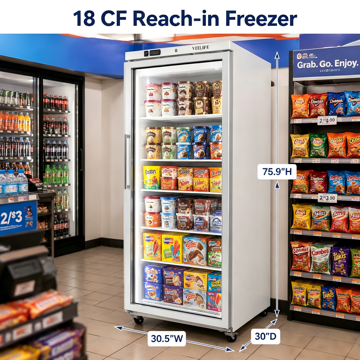 Upright Ventilated Freezer - Glass Door