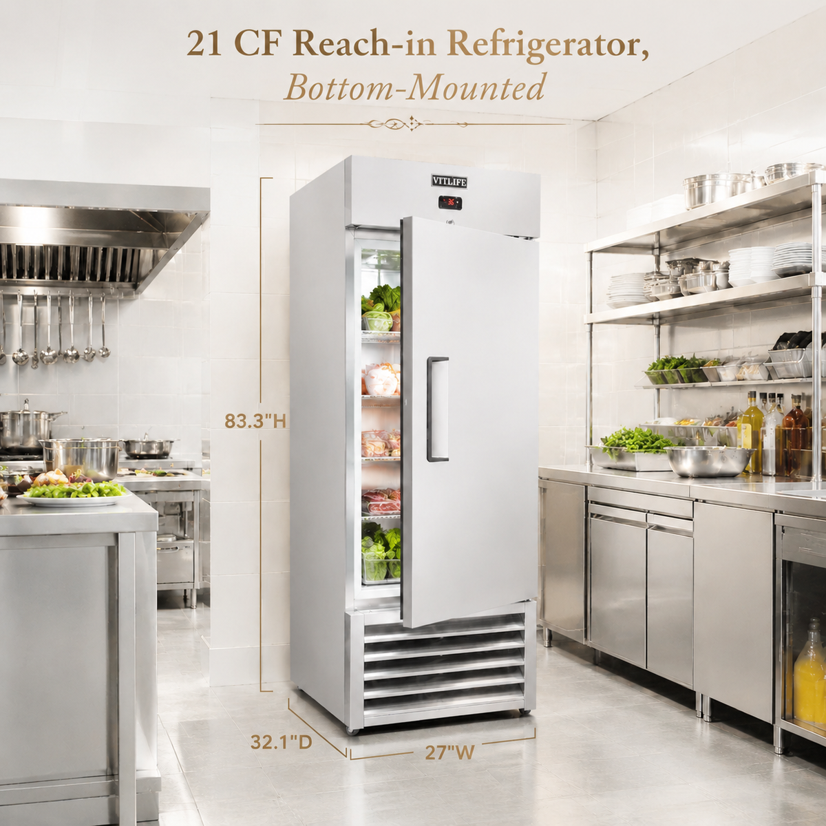 Bottom Mounted Solid Door Refrigerator