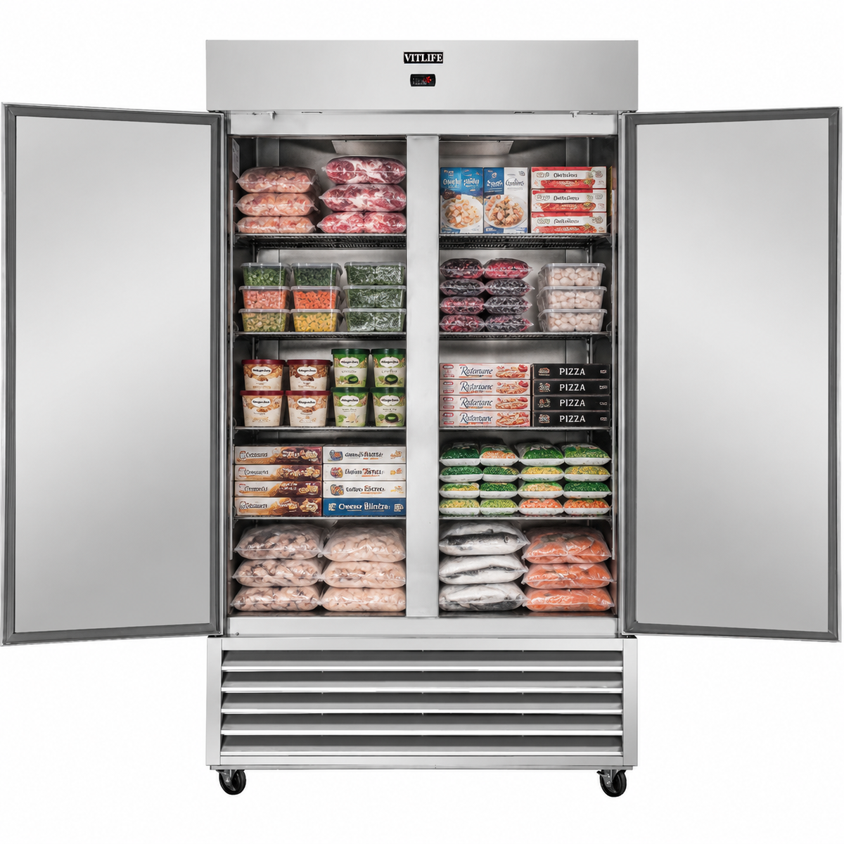 Bottom Mounted Solid Double Door Freezer