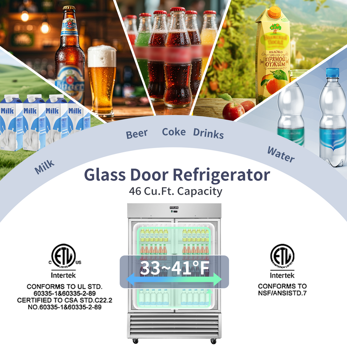 Bottom Mounted Glass Double Door Refrigerator