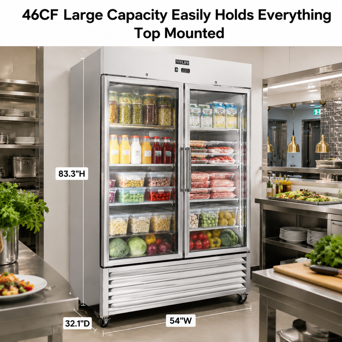 Bottom Mounted Glass Double Door Refrigerator