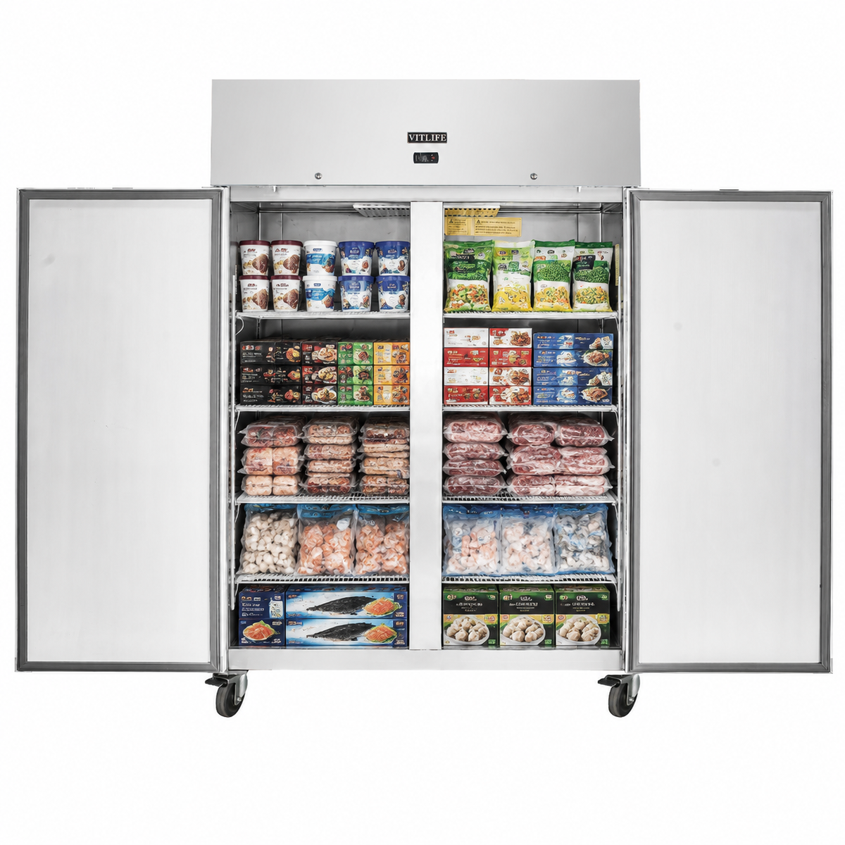 Top Mounted Solid Double Door Freezer