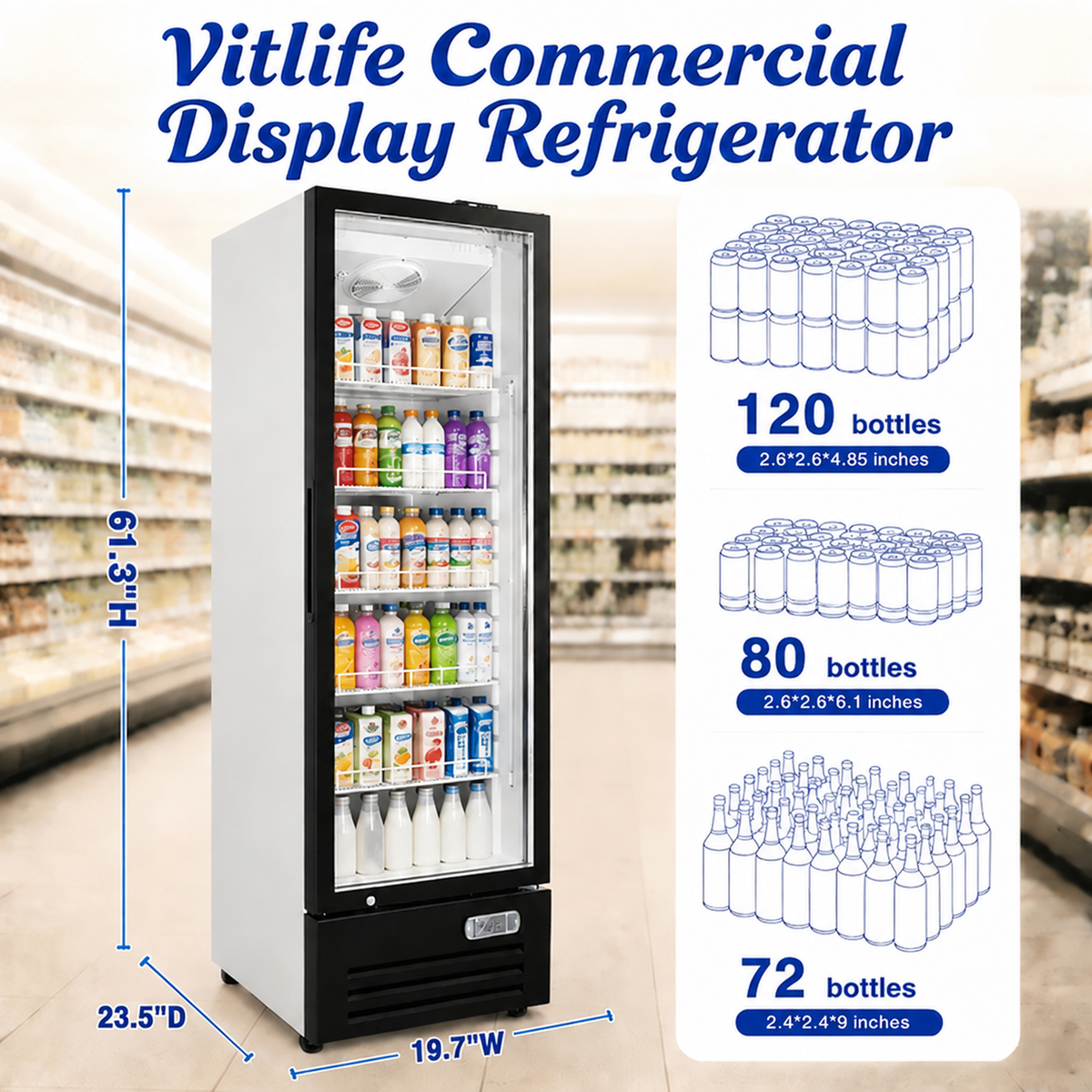 Merchandising Swing Glass Door Refrigerator - One Door