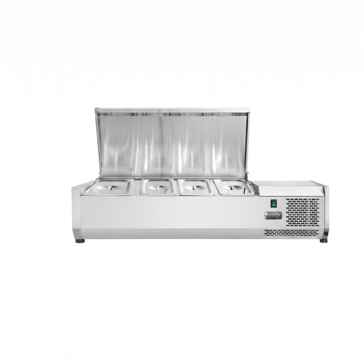 Countertop Refrigerated Display with Stainless Steel Lid - Four Pans