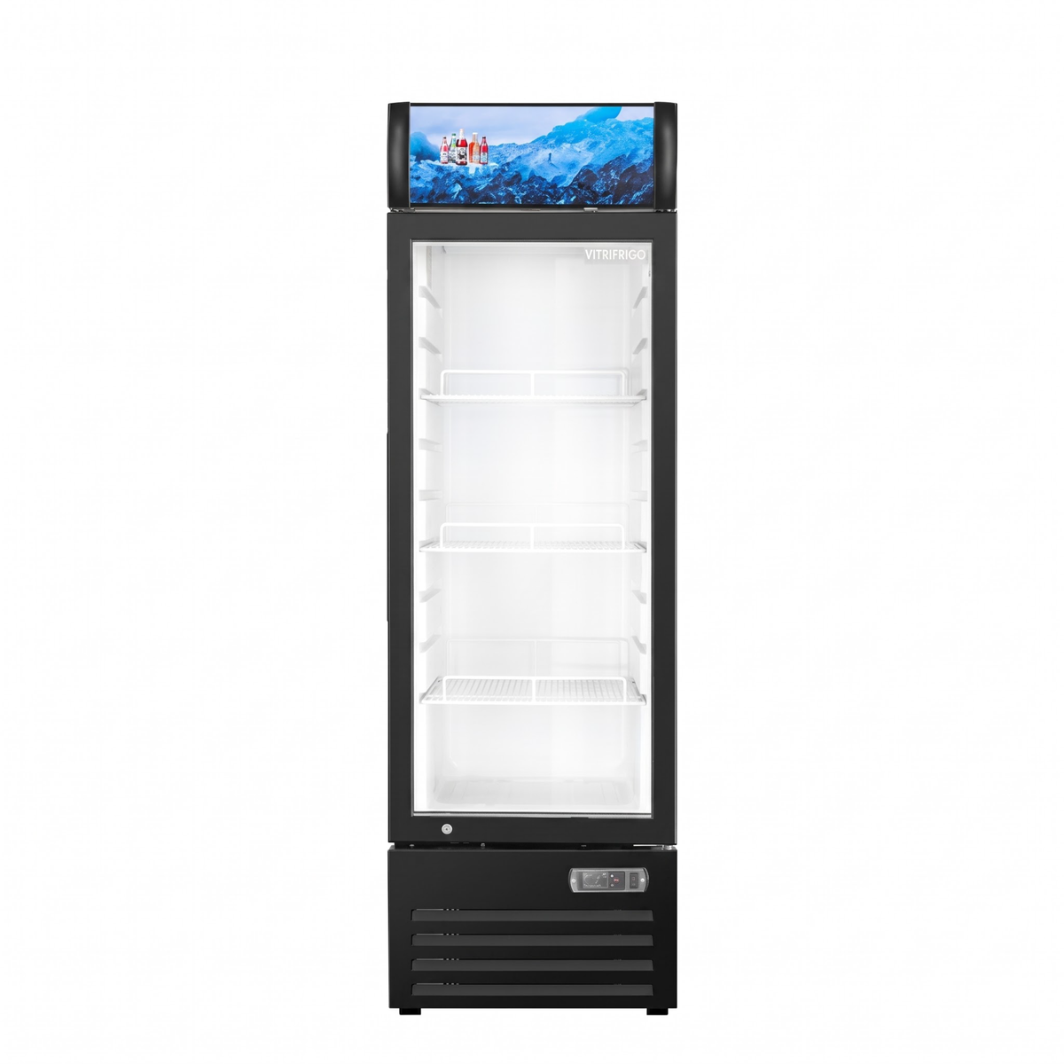 Merchandising Swing Glass Door Refrigerator with Canopy - One Door